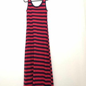Casual Blue & Red Stripped Long Dress